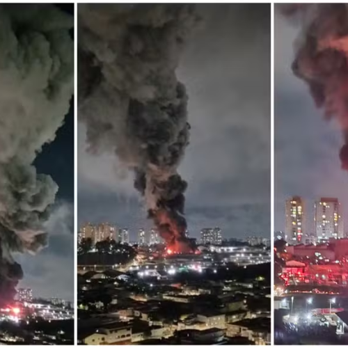 🔥 Incêndio de grandes proporções atinge imóvel comercial e mobiliza força-tarefa em Guarulhos
