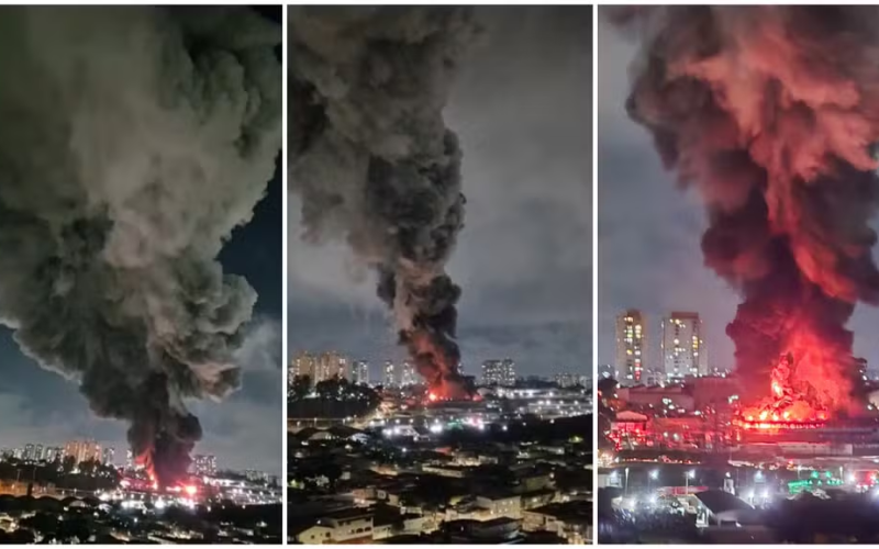 🔥 Incêndio de grandes proporções atinge imóvel comercial e mobiliza força-tarefa em Guarulhos