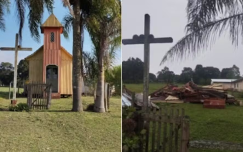 🌪️ Temporais destroem capela centenária e arrancam telhado de barracão no Paraná